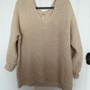Free People Cozy Beige Knit oversized Sweater
